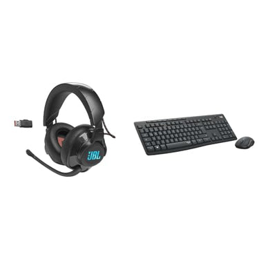 JBL Quantum 610 Over-Ear Gaming Kopfhörer – Wireless 2,4 GHz und 3,5 mm Klinke & Logitech MK295 kabelloses Tastatur-Maus-Set mit SilentTouch-Technologie im Sale